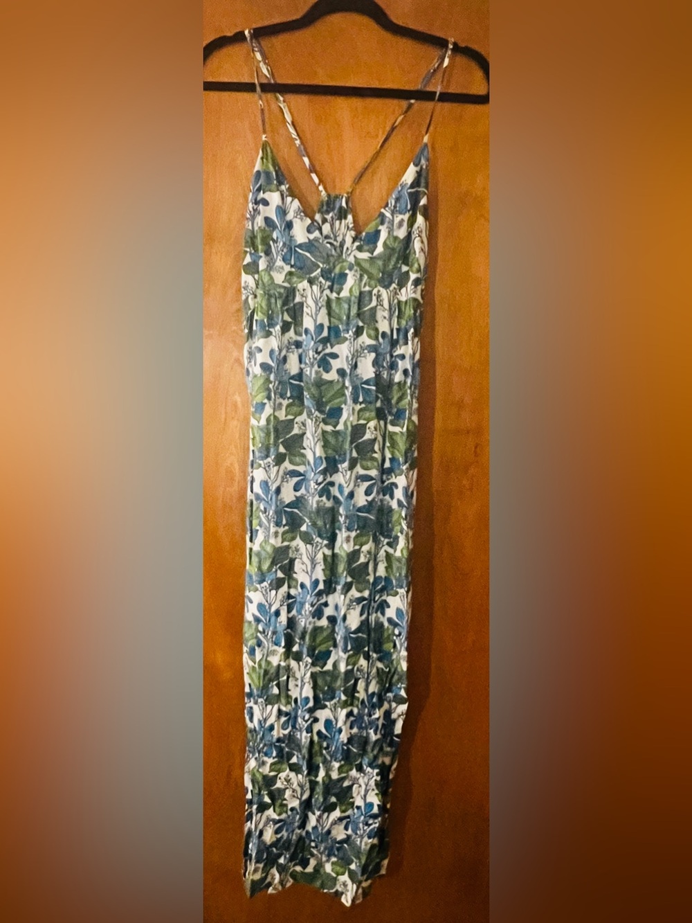 Patagonia Blue & Green Leaf-Print Maxi Skirt